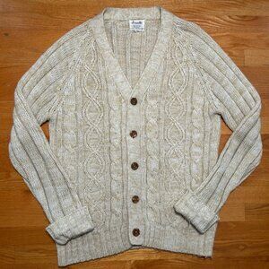 Vintage Scrambler 70s/80s Acrylic Cable Knit Cardigan Sweater Medium